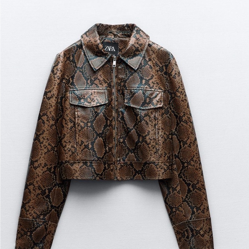 Zara faux leather snakeskin jacket M